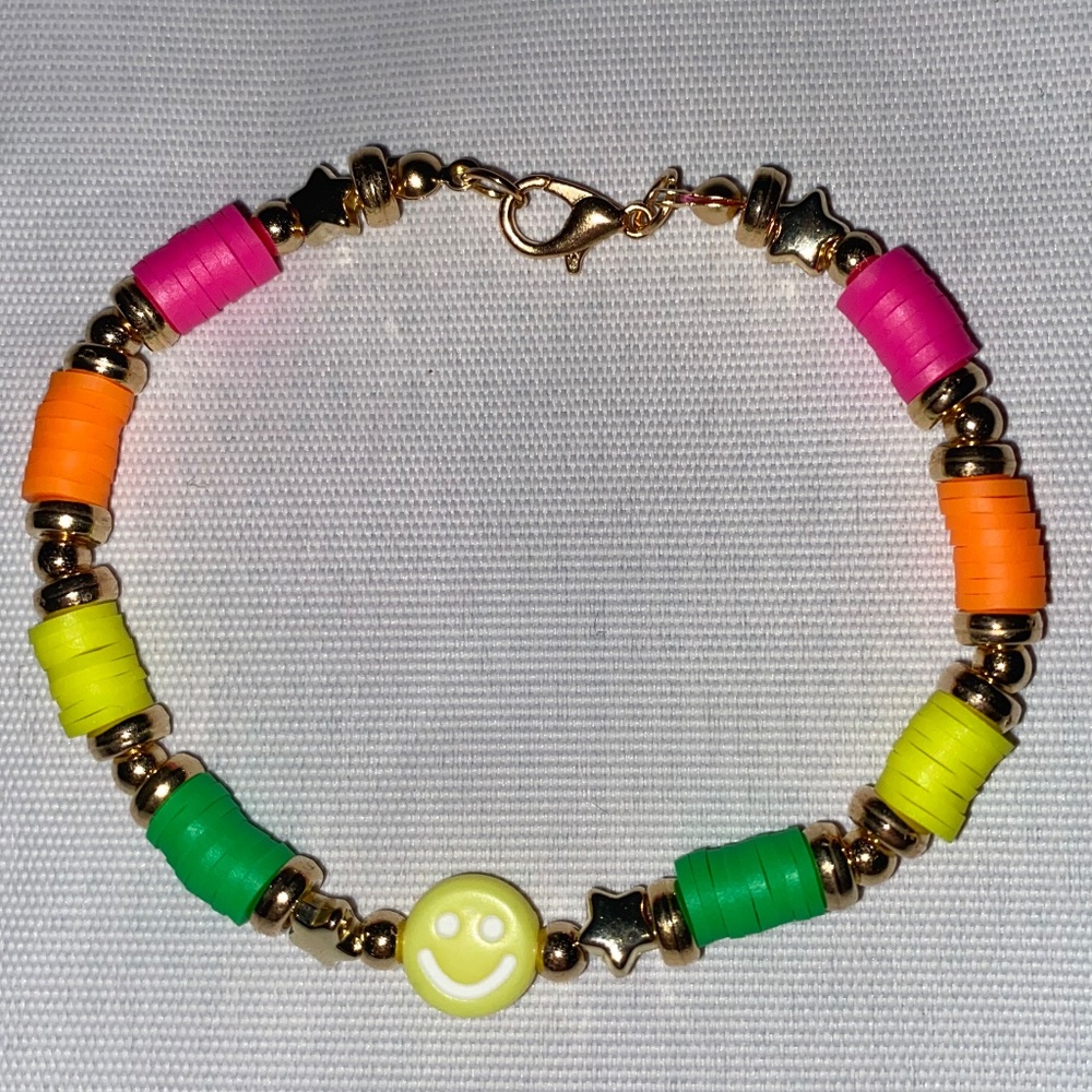 Highlighter colored smiley face women’s jewelry bracelet